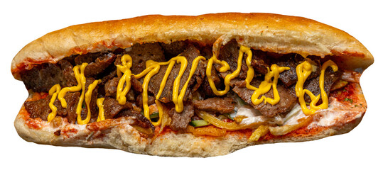 Kebab Sandwich with Mustard and Beef