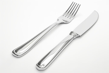 stainless steel knife and fork isolated on a white background
