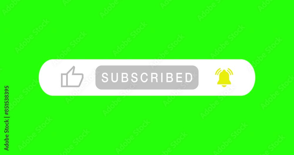 Aufkleber Green screen, icon and like for social media subscription with cursor, thumbs up and notification for followers. Blog, channel and icons for streaming service with click, subscribe button and mockup