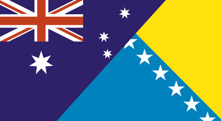 Flag of Australia and Bosnia and Herzegovina. Two Flags Together