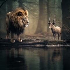 Naklejka premium lion wildlife in nature professional photography