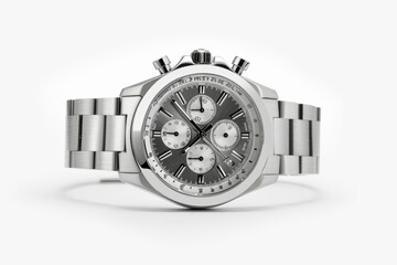 silver men's watch isolated on white background