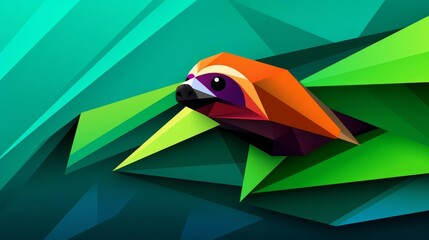Fototapeta premium Sloth in Impressionism flat design, side view, rainforest theme, animation, triadic color scheme