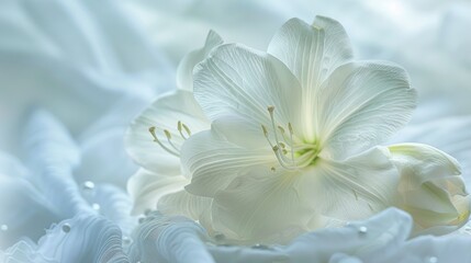 Fototapeta premium Pristine white flower captured in soft natural light, evoking a sense of purity and tranquility