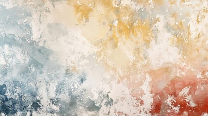 Abstract Painting With Blue, Yellow, and Red Hues