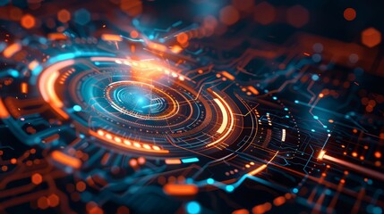 Abstract Digital Interface With Circular Design