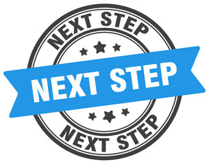 next step stamp. next step label on transparent background. round sign