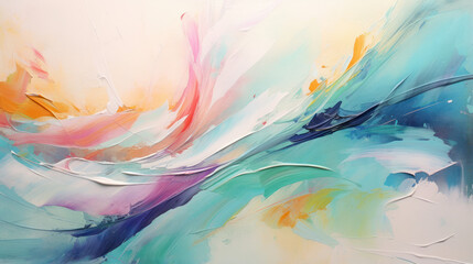 Dynamic and Textured Abstract Art Close-Up. Vibrant Oil Brushstrokes and Palette Knife Techniques on Canvas