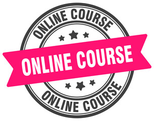 online course stamp. online course label on transparent background. round sign