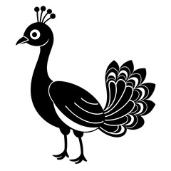 Cute peacock cartoon hand drawing