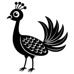 Cute peacock cartoon hand drawing