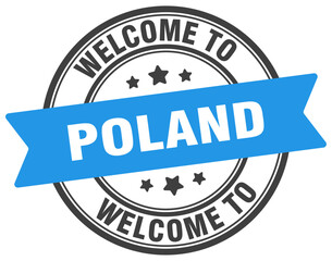 Welcome to Poland stamp. Poland round sign