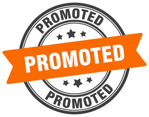 promoted stamp. promoted label on transparent background. round sign