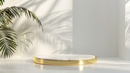 Minimal luxury design Cylinder box podium in white concrete wall background. Display scene stage platform showcase, product, presentation, cosmetic. 3D render,design platform color marble leaf 
