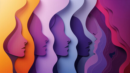 background with feminine faces of women