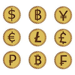 Currencies symbol icons set. Vector