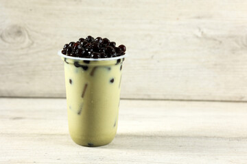 Green Tea Latte with  Bubble Boba Taiwan Drink