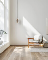 Living room interiors with minimalist deco in a luxury apartment. Residential Real Estate interior design composition