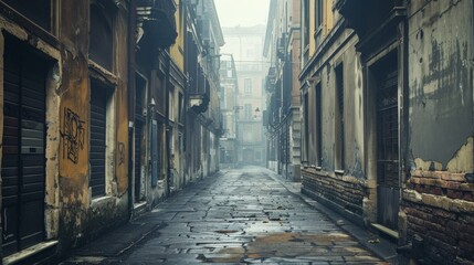 Obraz premium Empty streets echoing with the ghosts of a lost civilization