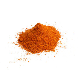 Pile of red paprika powder on transparen png.