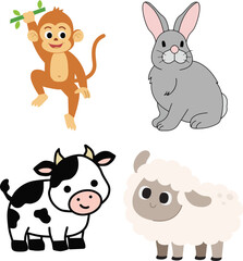 Safari jungle animals vector. Woodland animal illustration