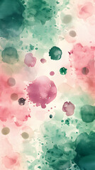 Colorful green and pink microorganism amoeba watercolor background