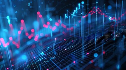 Obraz premium Digital financial data with lines and bars,