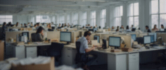 Obraz premium A blurry office background, employees are working