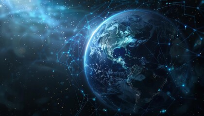 Earth surrounded by digital network,
