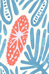 Cartoon seamless pattern of watercolor microorganisms amoeba isolated on white background