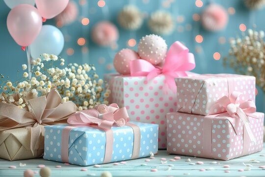 Dried flowers for decorating gifts and balloons background professional photography