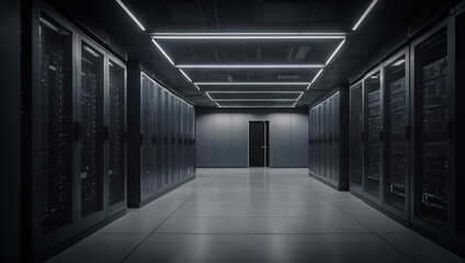 server room in the center, data storage technology