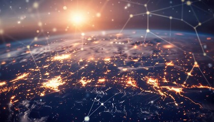 Global digital network with connections,