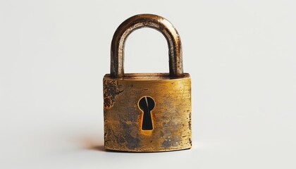 Fototapeta premium Golden padlock on white background,