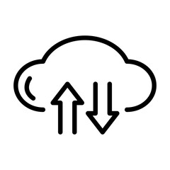 Cloud data line icon. Cloud icon. Cloud icon isolated on white background. Transparent background, minimalist symbol. Vector images