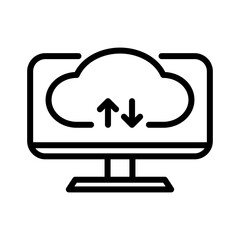 Cloud data line icon. Cloud icon. Cloud icon isolated on white background. Transparent background, minimalist symbol. Vector images