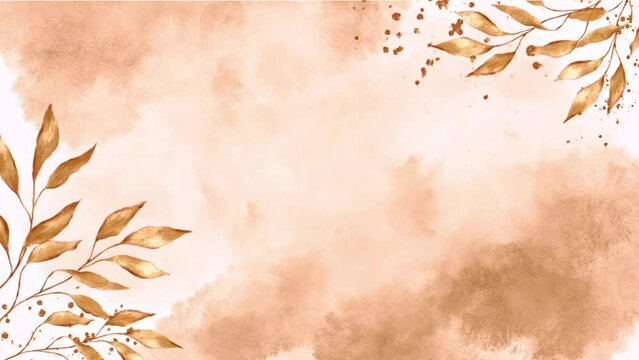 Floral watercolor autumn fall leaves on edges frame border animation movie yellow red orange dried branch September floral botanical wedding design handprinted