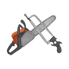 Illustration of chainsaw and hacksaw 
