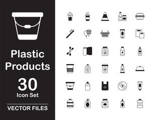 Plastic Productsicons set design with white background stock illustration