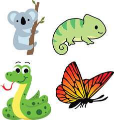 Safari jungle animals vector. Woodland animal illustration