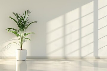 Modern minimalistic room with a plant,
