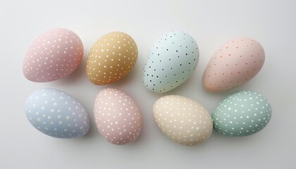 Polka dot Easter eggs in various pastel colors,