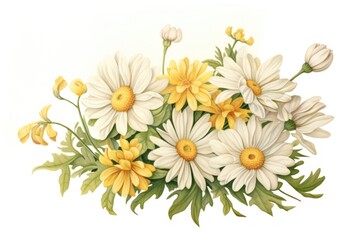 Fototapeta premium Daisy bouquet painting flower plant.