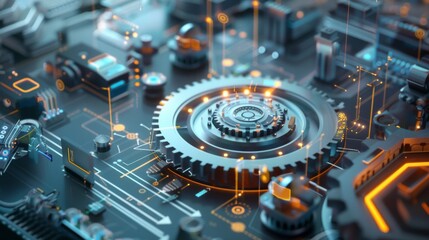 3D visualization of DevOps agile programming operations in technology field. Concept DevOps, Agile Programming, Technology Operations, 3D Visualization