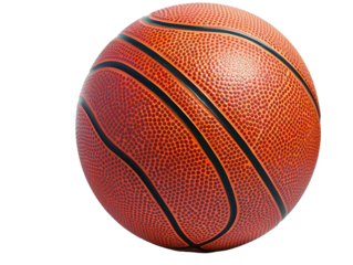A basketball with a black stripe on it