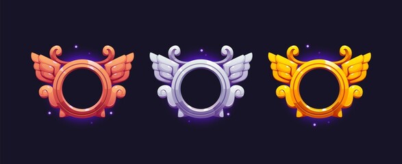 Create Colorful Winged Badges for Reward Icons in a Game or Mystical Aura Design