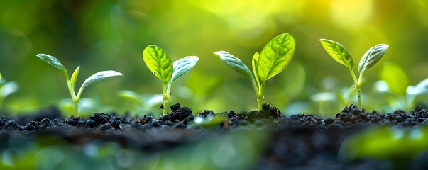 Sprouting Seedlings in Spring Embracing the Energy of New Beginnings Concept with Copy Space