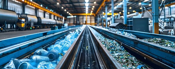 Obraz premium State of the Art Recycling Facility Efficiently Sorting and Processing Recyclable Materials for Environmental Conservation