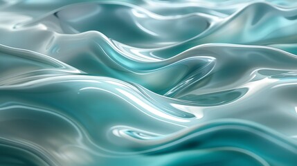 Obraz premium A shimmering cascade of silver and teal, evoking the fluidity and grace of flowing water. Abstract Backgrounds Illustration, Minimalism,