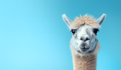 Obraz premium Closeup cute lama face isolated on white background